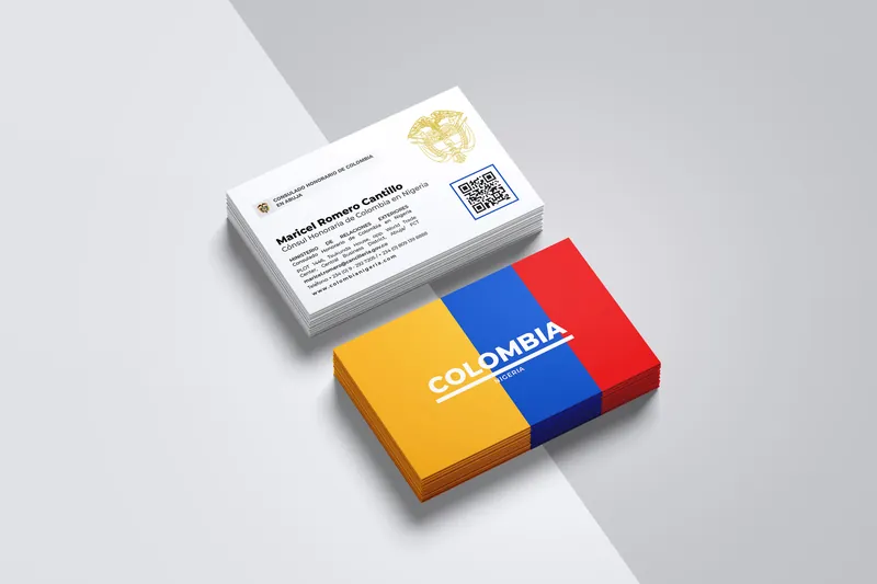 Front and back of the consulate business cards