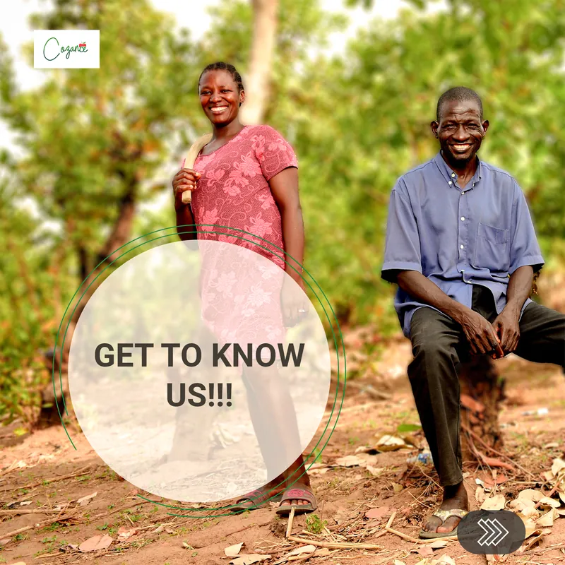 A Get to know us carousel slide with two farmers