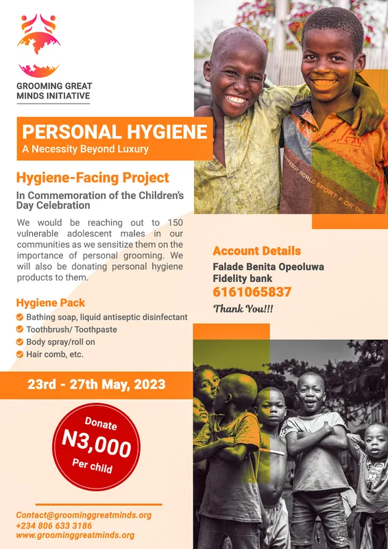 A personal hygiene outreach flyer