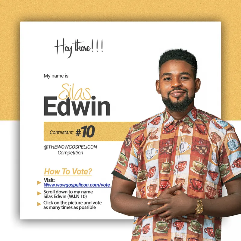 A contest flyer for contestant Silas Edwin