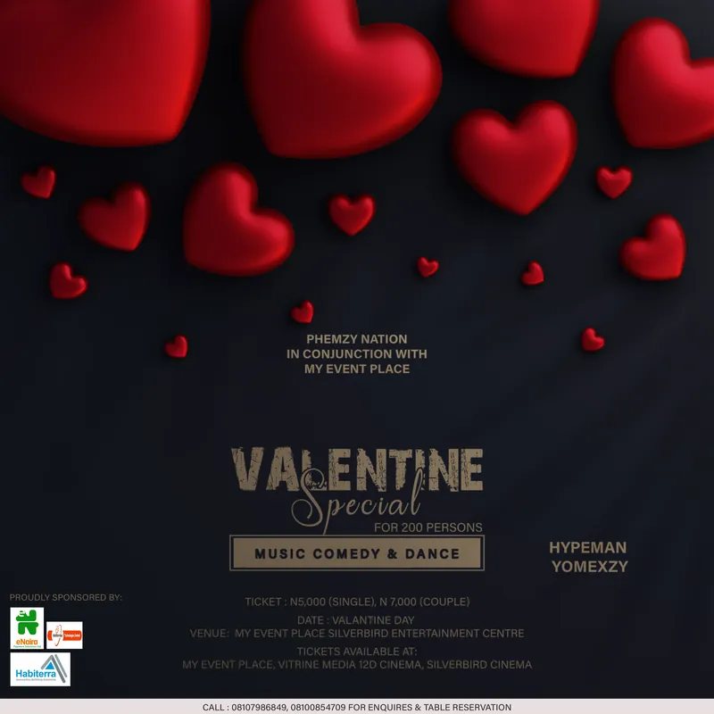 A Valentine special flyer with red hearts