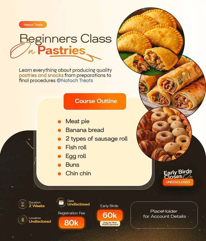 Social media post: Natoch Treats: pastries class