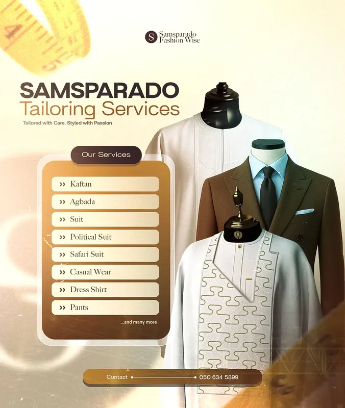Social media post: Samsparado Tailoring services