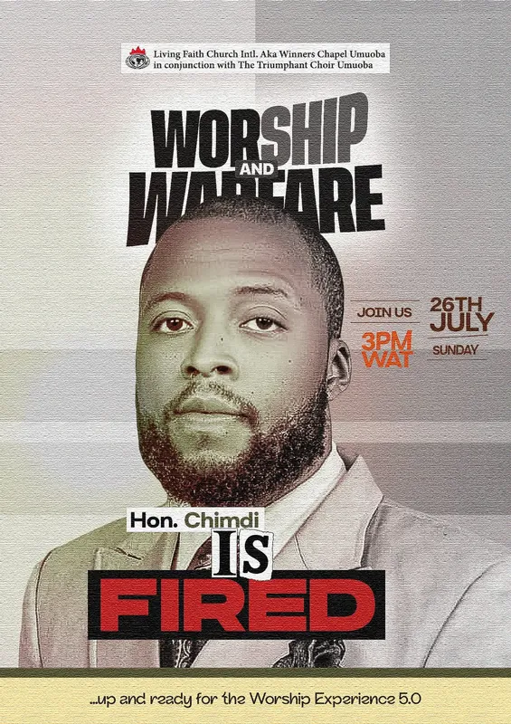 Flyer: Worship and Warfare 5.0: Hon. Chimdi