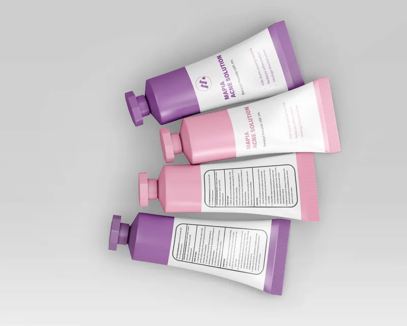 Pink and lilac skincare tubes