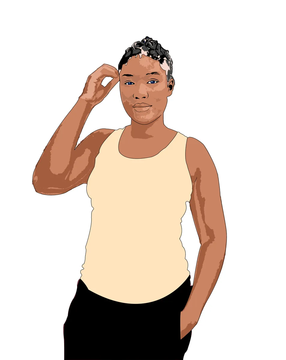 Chisom, redrawn as a cartoon portrait