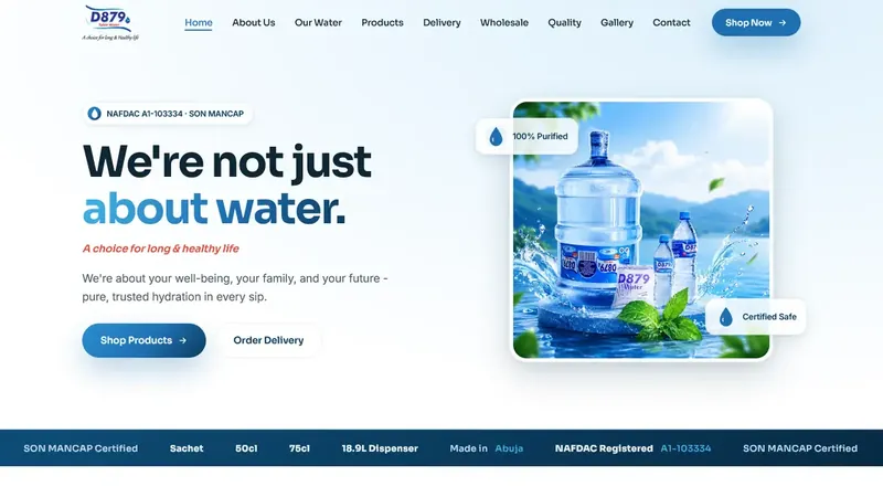 The D879 Table Water website