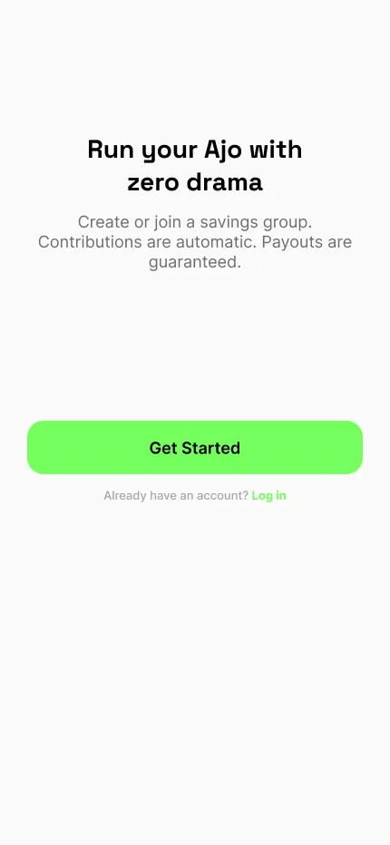 The UniPurse onboarding screen: run your Ajo with zero drama